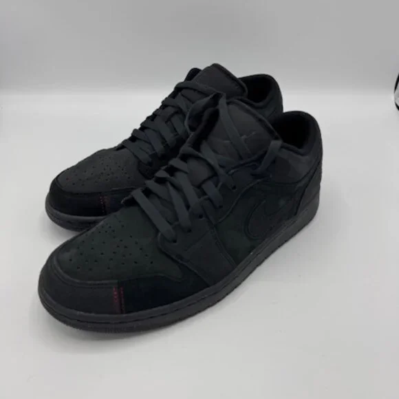 Nike Air Jordan 1 Low SE Crafted Mens 8.5 EUC Dark Smoke Grey Varsity Red no box - Picture 2 of 12